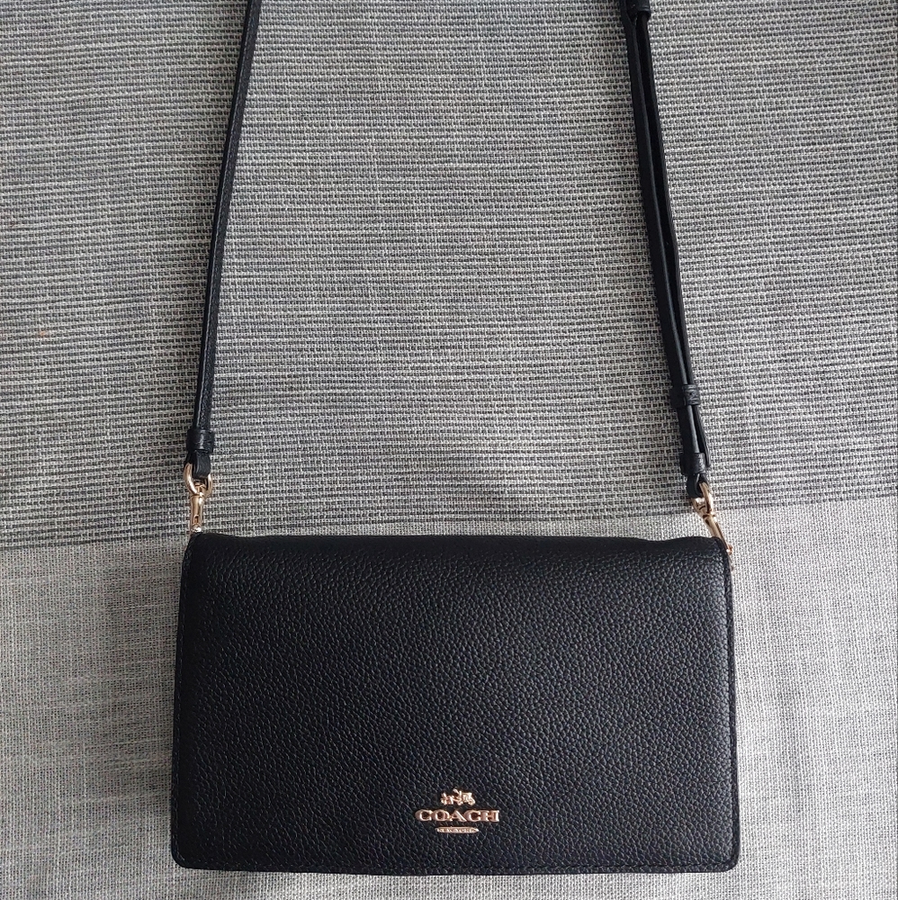 Coach Anna foldover crossbody black